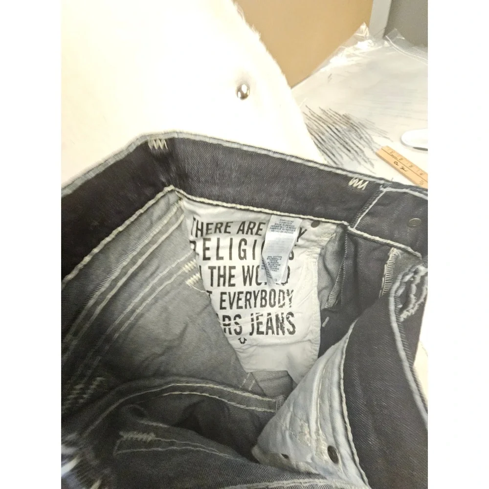 True Religion Ricky Relaxed Straight Super T Dark Wash Jeans Mens 36 Italian Fab